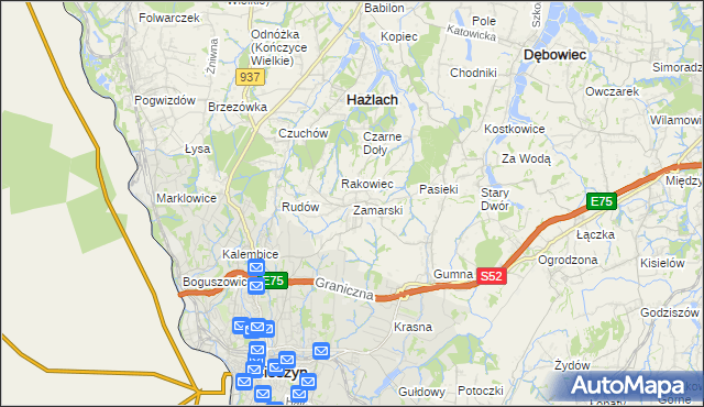 mapa Zamarski, Zamarski na mapie Targeo