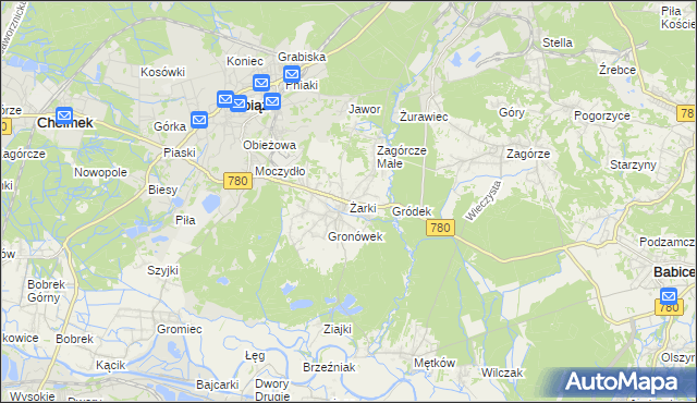 mapa Żarki gmina Libiąż, Żarki gmina Libiąż na mapie Targeo