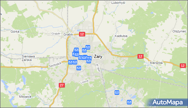 mapa Żary, Żary na mapie Targeo