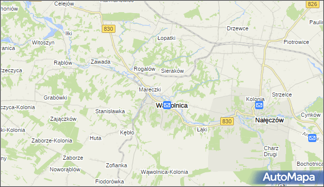 mapa Zarzeka gmina Wąwolnica, Zarzeka gmina Wąwolnica na mapie Targeo