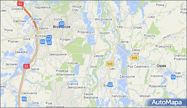 mapa Zasole, Zasole na mapie Targeo