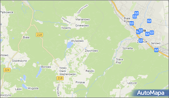 mapa Zbychowo, Zbychowo na mapie Targeo