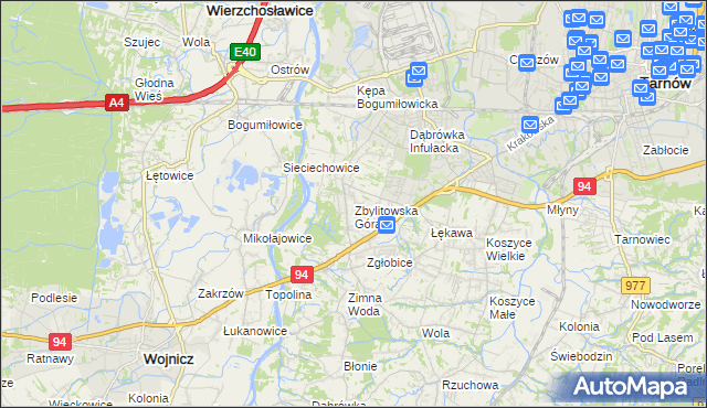 mapa Zbylitowska Góra, Zbylitowska Góra na mapie Targeo