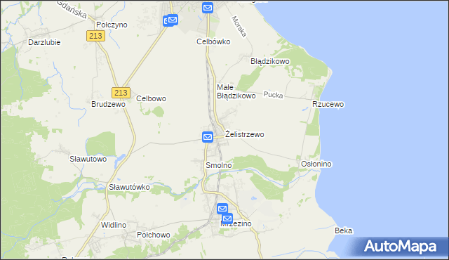 mapa Żelistrzewo, Żelistrzewo na mapie Targeo