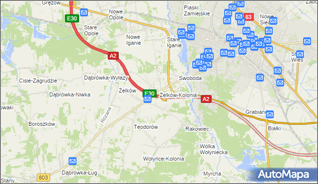 mapa Żelków-Kolonia, Żelków-Kolonia na mapie Targeo