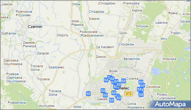 mapa Złotniki gmina Mielec, Złotniki gmina Mielec na mapie Targeo