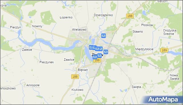 mapa Złotów, Złotów na mapie Targeo