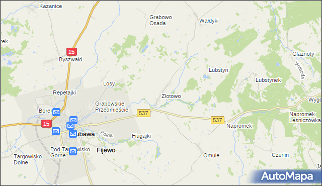 mapa Złotowo gmina Lubawa, Złotowo gmina Lubawa na mapie Targeo