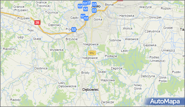 mapa Żółków gmina Jasło, Żółków gmina Jasło na mapie Targeo
