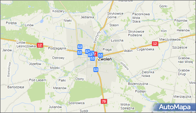 mapa Zwoleń, Zwoleń na mapie Targeo