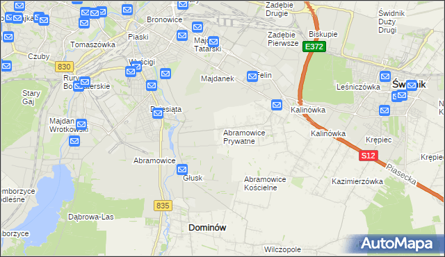 mapa Abramowice Prywatne, Abramowice Prywatne na mapie Targeo