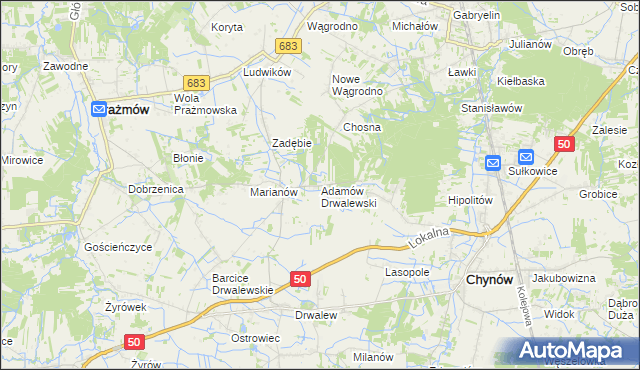 mapa Adamów Drwalewski, Adamów Drwalewski na mapie Targeo