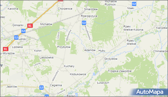 mapa Adamów gmina Kłomnice, Adamów gmina Kłomnice na mapie Targeo