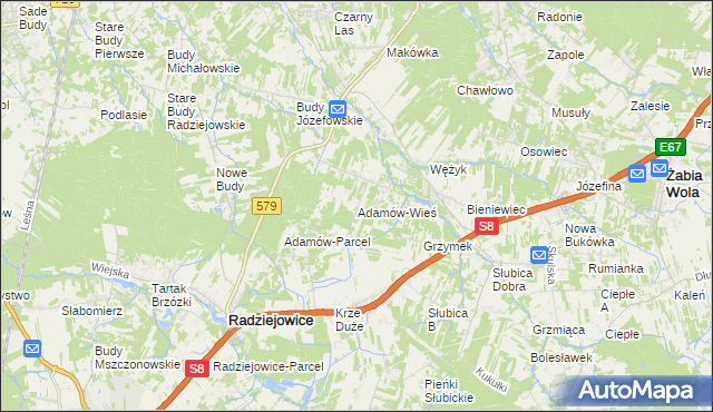 mapa Adamów-Wieś, Adamów-Wieś na mapie Targeo