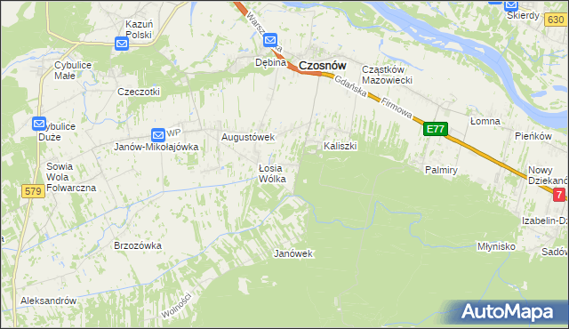 mapa Adamówek gmina Czosnów, Adamówek gmina Czosnów na mapie Targeo
