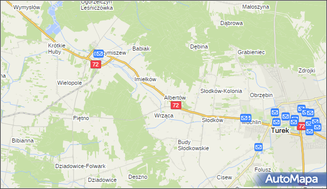 mapa Albertów gmina Turek, Albertów gmina Turek na mapie Targeo