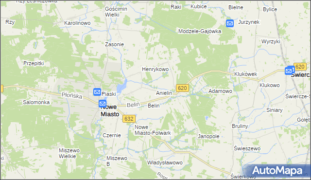 mapa Anielin gmina Nowe Miasto, Anielin gmina Nowe Miasto na mapie Targeo