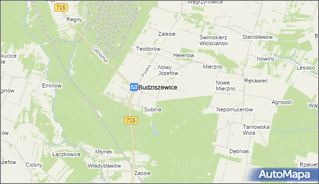 mapa Antolin gmina Budziszewice, Antolin gmina Budziszewice na mapie Targeo