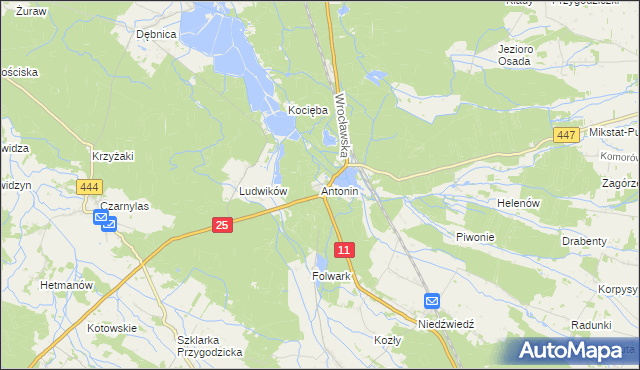 mapa Antonin gmina Przygodzice, Antonin gmina Przygodzice na mapie Targeo