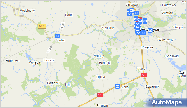 mapa Ardapy, Ardapy na mapie Targeo