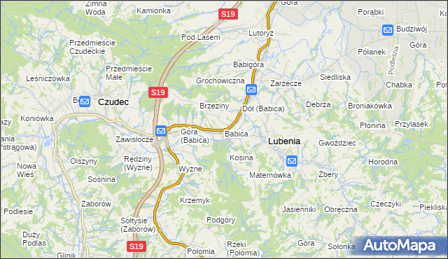 mapa Babica gmina Czudec, Babica gmina Czudec na mapie Targeo
