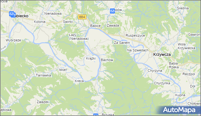 mapa Bachów, Bachów na mapie Targeo