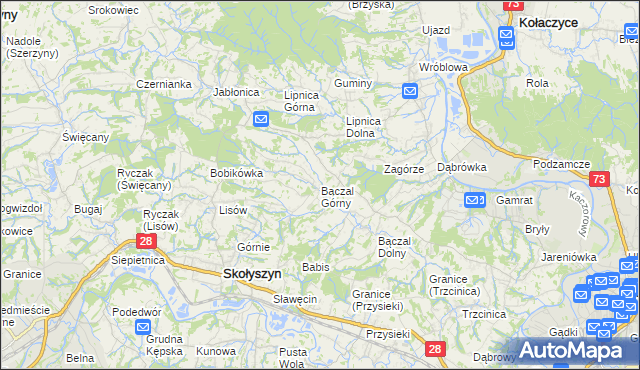 mapa Bączal Górny, Bączal Górny na mapie Targeo