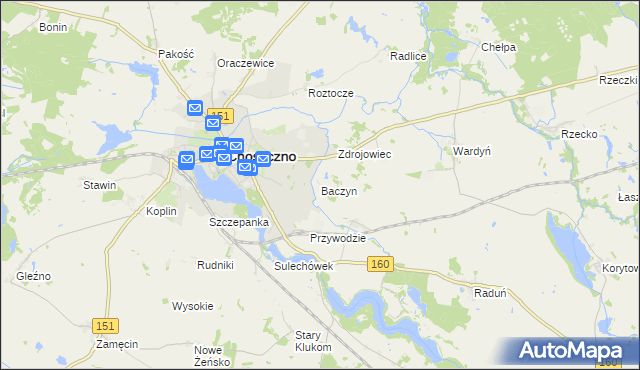 mapa Baczyn gmina Choszczno, Baczyn gmina Choszczno na mapie Targeo