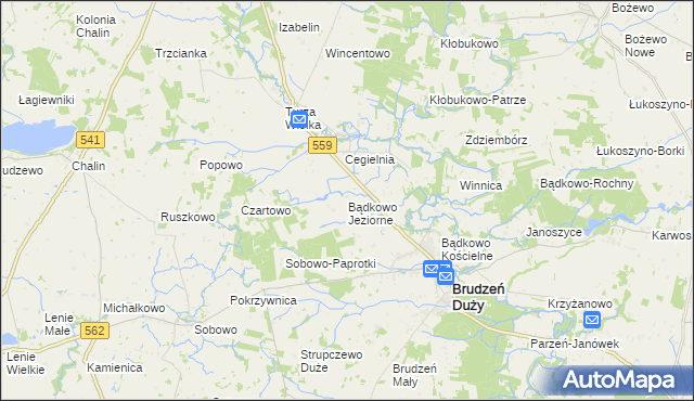 mapa Bądkowo Jeziorne, Bądkowo Jeziorne na mapie Targeo