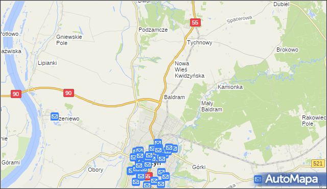 mapa Baldram, Baldram na mapie Targeo