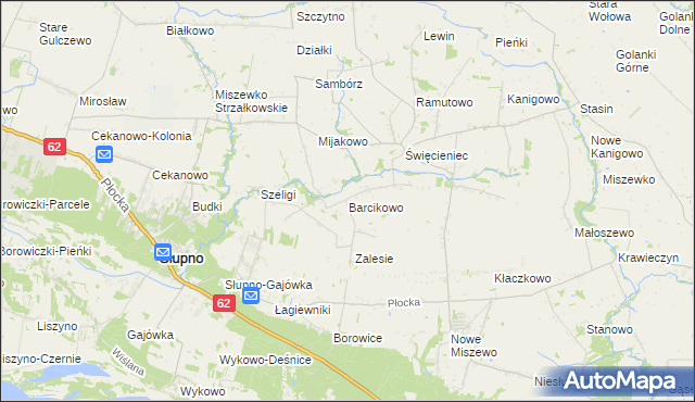mapa Barcikowo gmina Słupno, Barcikowo gmina Słupno na mapie Targeo
