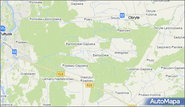 mapa Bartodzieje gmina Obryte, Bartodzieje gmina Obryte na mapie Targeo