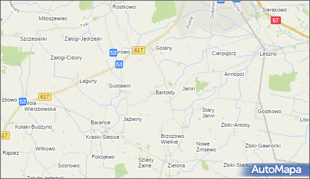 mapa Bartołdy, Bartołdy na mapie Targeo