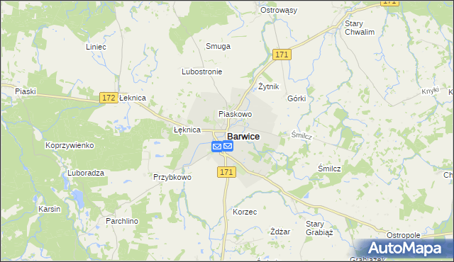 mapa Barwice, Barwice na mapie Targeo