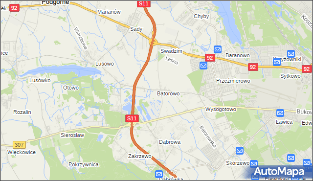 mapa Batorowo gmina Tarnowo Podgórne, Batorowo gmina Tarnowo Podgórne na mapie Targeo