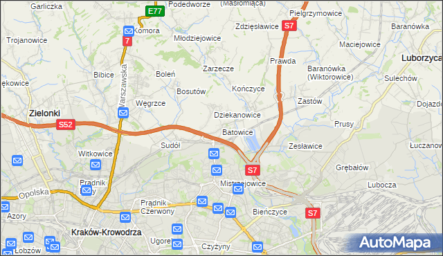 mapa Batowice, Batowice na mapie Targeo