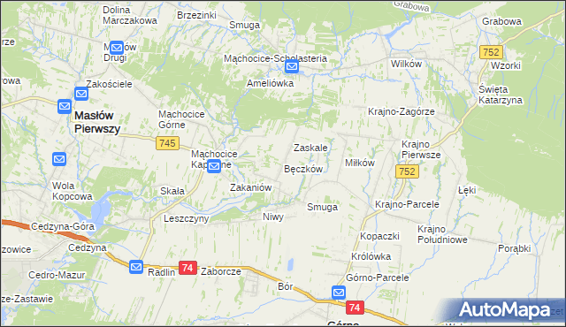 mapa Bęczków, Bęczków na mapie Targeo