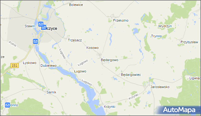 mapa Będargowo gmina Pełczyce, Będargowo gmina Pełczyce na mapie Targeo