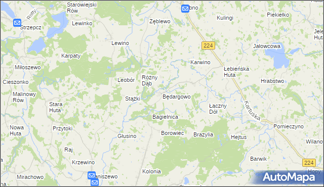 mapa Będargowo gmina Szemud, Będargowo gmina Szemud na mapie Targeo