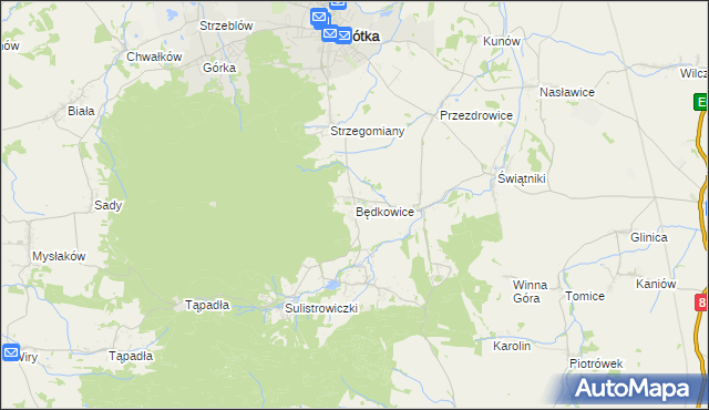 mapa Będkowice gmina Sobótka, Będkowice gmina Sobótka na mapie Targeo