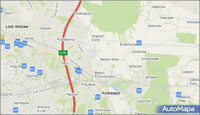 mapa Bedoń-Wieś, Bedoń-Wieś na mapie Targeo