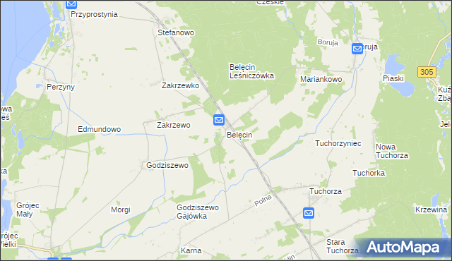 mapa Belęcin, Belęcin na mapie Targeo
