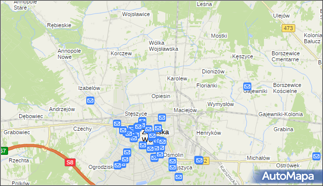 mapa Beniaminów gmina Zduńska Wola, Beniaminów gmina Zduńska Wola na mapie Targeo