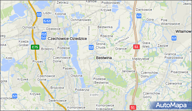 mapa Bestwina, Bestwina na mapie Targeo