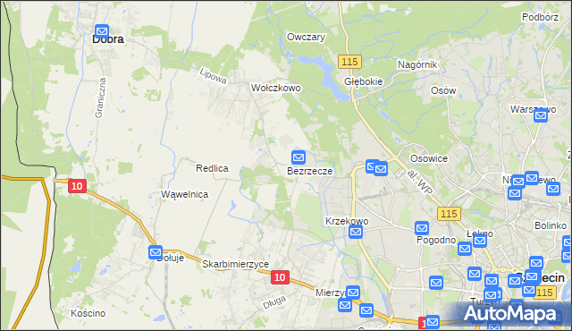 mapa Bezrzecze, Bezrzecze na mapie Targeo