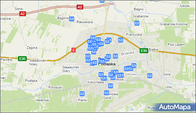 mapa Białej Podlaskiej, Biała Podlaska na mapie Targeo