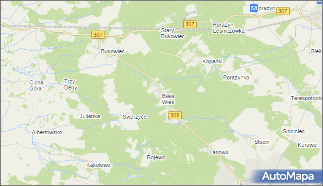 mapa Biała Wieś gmina Grodzisk Wielkopolski, Biała Wieś gmina Grodzisk Wielkopolski na mapie Targeo