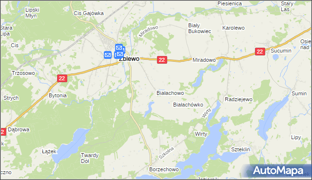 mapa Białachowo, Białachowo na mapie Targeo