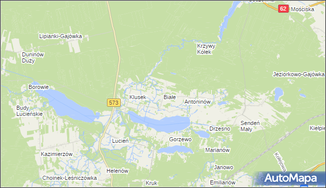 mapa Białe gmina Gostynin, Białe gmina Gostynin na mapie Targeo