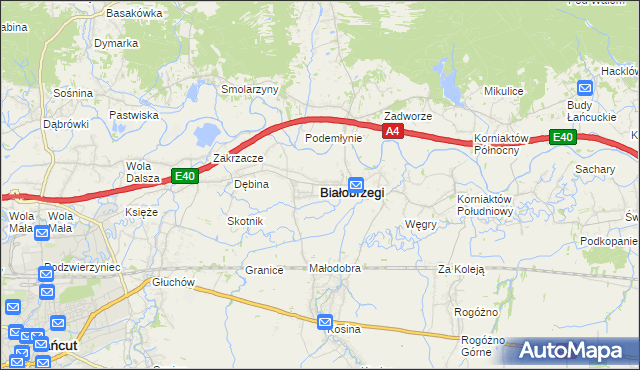 mapa Białobrzegi powiat łańcucki, Białobrzegi powiat łańcucki na mapie Targeo